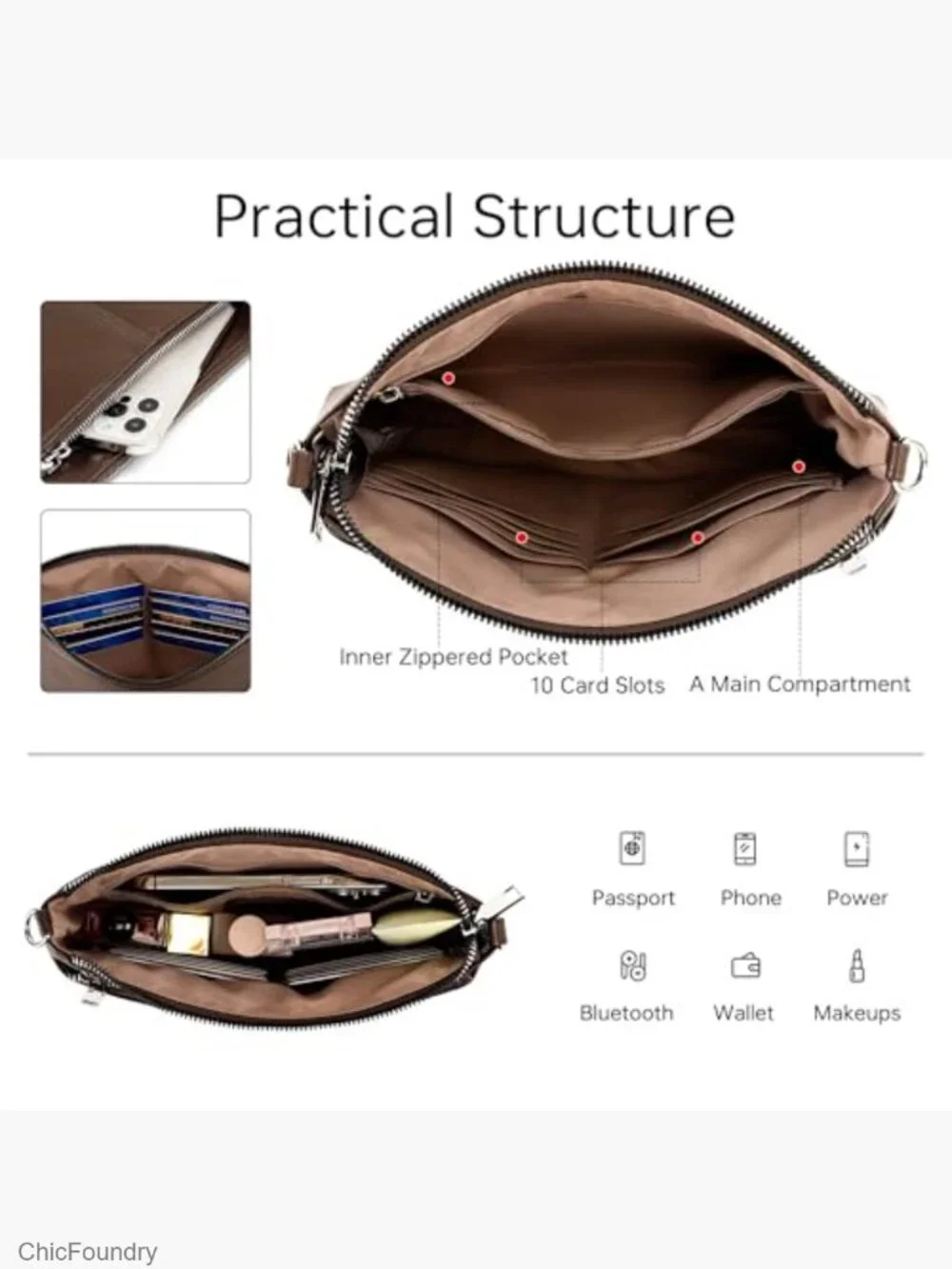 Vegan Leather RFID Wristlet Crossbody Wallet with Detachable Straps